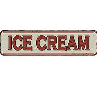 Ice Cream Sign Vintage Diner Decor Retro Signs Wall Art Tin Decorations Plaque Restaurant Gift 4x16 Inch