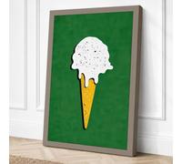 Ice Cream Simple Minimalist Canvas Wall Art Print 18x12 Inch