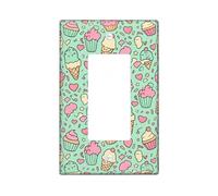 Ice Cream Single Rocker Light Switch Cover, Fun Playful Cupcake Hearts Summer Mint Green Plastic Standard Size Decorative Wall Plates for Home Living Room New Apartment Decor