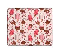 Ice Cream Small Mouse Pad, Playful Cute Hearts Stars Summer Peach Square Rubber Smooth Mini Travel Desk Mousepad Idea for Home Office Desk Laptop Gamers Gift Square 8x10 Inch