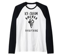 Ice Cream Solves All Problems Funny Gift Raglan Baseball Tee