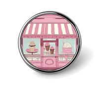 Ice Cream Store Pink Badge Holder Exquisite Round Badge with Picture Pin DIY Button Badges Personalized Metal Button Pin Fashion Brooch Crafts Gifts Clothes Decorative Pins