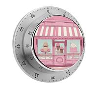 Ice Cream Store Pink Timer,Chef Cooking Timer Clock, Countdown Reminder No Batteries Required- Exquisite Stainless Steel Body for Exercise Outdoors