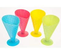 Ice Cream Sundae Dish Pack of 4 Cone Shaped Dessert Bowl Gelato Scoop Plastic