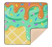Ice Cream Teal Soft Padded Baby Gym & Activity Mat for Indoor Outdoor Portable Baby Kick Crawling Mat for Babies Infants Toddlers, 50'' x 50''