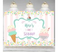 Ice Cream Theme Backdrop Girl's Birthday Photographic Background Party Decorations Banner Pink White Stripes Photo Booth Props 300x200cm