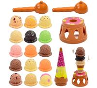 Ice Cream Toy, Educational Ice Cream Play Set with 2 Scoops & Base, Preschool Learning Activities, Montessori Toys for Kids 3+ Year Old, Summer Use