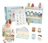 Ice Cream Toys - Wooden Ice Cream Set | Pretend Play IceCreams Shop Kitchen Food Toys, Imaginative Educational Toy Gift for Toddler 3+ Years Old Birthday