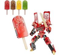 Ice Cream Transformer Toy,Transform into Robot Action Figure,2-in-1 Ice Cream Robot Transformer Toy, Educational Building Blocks, Kids Gift (01)