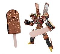 Ice Cream Transforming Toy, 2 in 1 Popsicle Transform Into Robot Action Figure, Four Mythical Beast Styles With Movable Joints nd Sword, Plastic for Kids Play and Collection. (Coffee)