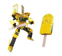 Ice Cream Transforming Toy, 2 in 1 Popsicle Transform Into Robot Action Figure, Four Mythical Beast Styles With Movable Joints nd Sword, Plastic for Kids Play and Collection. (Yellow)