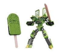 Ice Cream Transforming Toy, 2 in 1 Popsicle Transform Into Robot Action Figure, Four Mythical Beast Styles With Movable Joints nd Sword, Plastic for Kids Play and Collection. (Green)