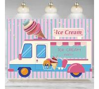 Ice Cream Truck Theme Backdrop Banner Parties Happy Birthday Party Decorations Supplies Photographic Background 300x200cm