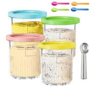 Ice Cream Tubs 4 Pack for Ninja Creami Deluxe, Reusable Pint Containers