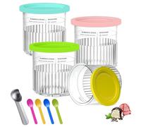 Ice Cream Tubs Compatible with Ninja CREAMi Deluxe NC500 NC501 UK Series, 4 Pcs 24oz Ice Cream Containers Reusable Contianers with Lids for Ninja Ice-lolly Maker