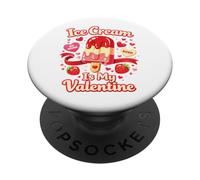 Ice Cream Valentines Day Ice Cream Is My Valentine PopSockets Adhesive PopGrip