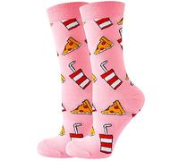 Ice Cream Waffle Novelty Socks for Women Men & Teens - Funny Casual Fruit Socks, Cute Food Doughnut Cake Print Socks (Pink pizza)