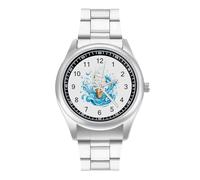 Ice Cream Watercolor Men's Casual Watch with Stainless Steel Strap Alloy Quartz Wrist Watches
