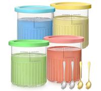 Ice Creami Tubs for Ninja CREAMi Deluxe NC501UK NC501 NC500 Series,4 Pack 24 oz Pint Containers with Spoon, BPA-Free, Dishwasher Safe