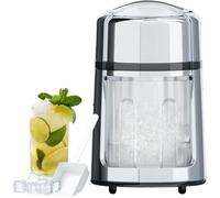Ice Crusher - Manual Hand Crank Crushers w/Built-in Stainless-Steel Blades for Customisable Cubes - Bucket and Spoon Included (White)