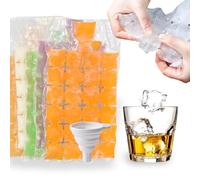 Ice Cube Bags 50-Pack (1200 Cubes) with Silicone Funnel, Self-Sealing Leak-Proof Design, Perfect for Cocktails, BBQs, Parties & Baby Food Storage, Space-Saving Disposable Freezer Bags