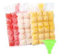 Ice Cube Bags, Disposable Ice Cube Bags, Stackable Easy Release Ice Cube Mold Trays, Self-Seal Freezing Maker, Cold Ice Pack Cooler Bag for Cocktail Food Wine, Transparent with 1 funnels