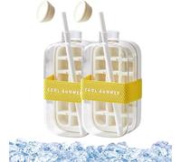 Ice Cube Bottle 2-in-1: 500/800ml Zero-Touch Press Ice Maker with Straw, Leakproof Water Cup & Freezer Tray for Coffee & Juice, Touch-Free Design