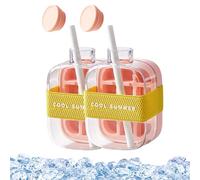 Ice Cube Bottle 2-in-1: 500/800ml Zero-Touch Press Ice Maker with Straw, Leakproof Water Cup & Freezer Tray, Touch-Free Design for Coffee/Juice/Travel (2pcs Pink,500ml)