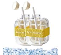 Ice Cube Bottle 2-in-1: 500/800ml Zero-Touch Press Ice Maker with Straw, Leakproof Water Cup & Freezer Tray for Coffee & Juice, Touch-Free Design