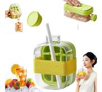 Ice Cube Bottle,2 In 1 Touch-Free Ice Cube Tray Water Bottle With Lid And Bin, Ice Cube Making Bottle, Silicone Ice Cube Tray For Water Bottles,Easy Press To Defrost In Second,for Coffee,Juice