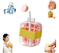 Ice Cube Bottle, 2025 New 2 in 1 Ice Cube Tray & Water Bottle Ice Cube Tray Lid and Bin, Ice Cube Making Bottle, Flexible Silicone Ice Molds for Beers,Juice and Beverages