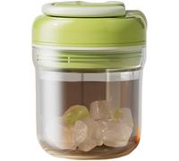 Ice Cube Bottle with Straw, 2 in 1 Easy-Press Ice Cube Maker, Leakproof 13 oz / 380 mL Portable Ice Cube Cup with Integrated Handle and Built-in Straw, PET Model for Travel and Home Office, Green