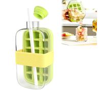 Ice Cube Bottle With Straw, 2 In 1 Water Bottle Ice Cube Tray, Crush Cup Ice Cube Bottle, Ice Cube Making Bottle For Home Outdoor Office Ice Making Freezer Coffee Juice Beverages (800ml)
