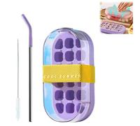 Ice Cube Bottle with Straw Kettle Shaped Press Ice Tray 2 in 1 Touch-Free ICES Cube Tray Water Bottle Portable Icemaker Cup Quick ICES Making & Refreshing Sips Reusable Perfect for Coffee Juice