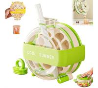 Ice Cube Bottle with Straw, Silicone Ice Maker Cup, Cute Nugget Tray Molds Container, 2 in 1 Zero Touch Press IceCube Mold Water Bottle, Easy Press To Release for Picnics Travel Home Outdoor