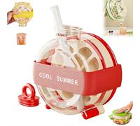 Ice Cube Bottle with Straw, Silicone Ice Maker Cup, Cute Nugget Tray Molds Container, 2 in 1 Zero Touch Press IceCube Mold Water Bottle, Easy Press To Release for Picnics Travel Home Outdoor