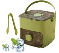 Ice Cube Box, Press type Crushed Ice Maker with 48-Cube Tray, Green | Instant Ice Maker, Handled Press-Type Ice Cube Tray Double-Layer with Storage Box and Handle for Home/Office/Bar