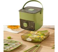Ice Cube Machine with Press Type - 48 Grids Instant Ice Release System, Easy-Fill Water Tank with Non-Stop Ice Making - Includes Storage Container and Drawer for Home and Bar Use (Green)