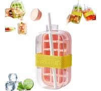 Ice Cube Maker & Beverage Pitcher, Portable Silicone Bottle with Straw for Home, Office & Outdoor Use, 800ml Capacity