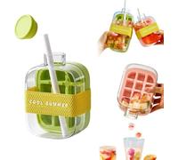 Ice Cube Maker & Beverage Pitcher, Portable Silicone Bottle with Straw for Home, Office & Outdoor Use, 800ml Capacity