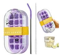 Ice Cube Maker Bottle, 2-in-1 Reusable Bottle with Straw, Contactless Household Ice Cube Tray - For Kitchen, Office, Travel, Outdoor, Camping, Hiking, Picnic, Cocktail Party, Fitness