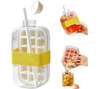 Ice Cube Maker Bottle - Portable 2-in-1 Ice Tray and Water Bottle, 2026 New 2 in 1 Touch Free Cube Tray Water, Portable, Easy to Carry, Suitable for Summer Travel (White, 800 ml)
