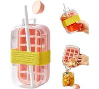 Ice Cube Maker Bottle - Portable 2-in-1 Ice Tray and Water Bottle, 2026 New 2 in 1 Touch Free Cube Tray Water, Portable, Easy to Carry, Suitable for Summer Travel (Pink, 800ml)