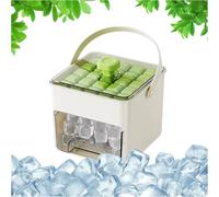 Ice Cube Maker, Easy Press Ice Maker Machine Counter Top, Quick Release All ICES Cubes in One Second, Portable Reusable ICES Cubes Tray Storage Box with Handle and Lid, Ideal Home, Office, Bar