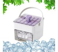 Ice Cube Maker, Easy Press Ice Maker Machine Counter Top, Quick Release All ICES Cubes in One Second, Portable Reusable ICES Cubes Tray Storage Box with Handle and Lid, Ideal Home, Office, Bar