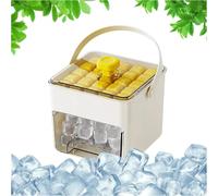 Ice Cube Maker, Easy Press Ice Maker Machine Counter Top, Quick Release All ICES Cubes in One Second, Portable Reusable ICES Cubes Tray Storage Box with Handle and Lid, Ideal Home, Office, Bar