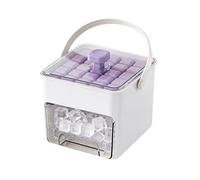 Ice Cube Maker Easy Press Ice Maker Machine Counter Top Release All Ice Cubes in One Second, 48 Ice Cube Tray Storage Box with Handle, Ice Tongs & Basket, ice Machines for Home/Office/Bar