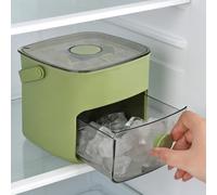 Ice Cube Maker Easy Press Ice Maker Machine Counter Top Release All Ice Cubes in One Second, 48 Ice Cube Tray Storage Box with Handle, Ice Tongs & Basket, ice Machines for Home/Office/Bar-Green