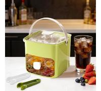 Ice Cube Maker, Ice Maker Machine with Storage Box & Handle, Easy Press Release, Portable Reusable 48 Grid Ice Mold for Coffee, Cocktails, Juice and Home Bar Use (Green_A)