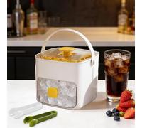 Ice Cube Maker, Ice Maker Machine with Storage Box & Handle, Easy Press Release, Portable Reusable 48 Grid Ice Mold for Coffee, Cocktails, Juice and Home Bar Use (Yellow)